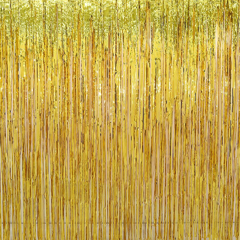 Party Backdrop Glitter Gold Curtains Wedding Birthday Anniversary Tassel Background Decoration Favors Coloured Ribbon Drapes: Gold Color