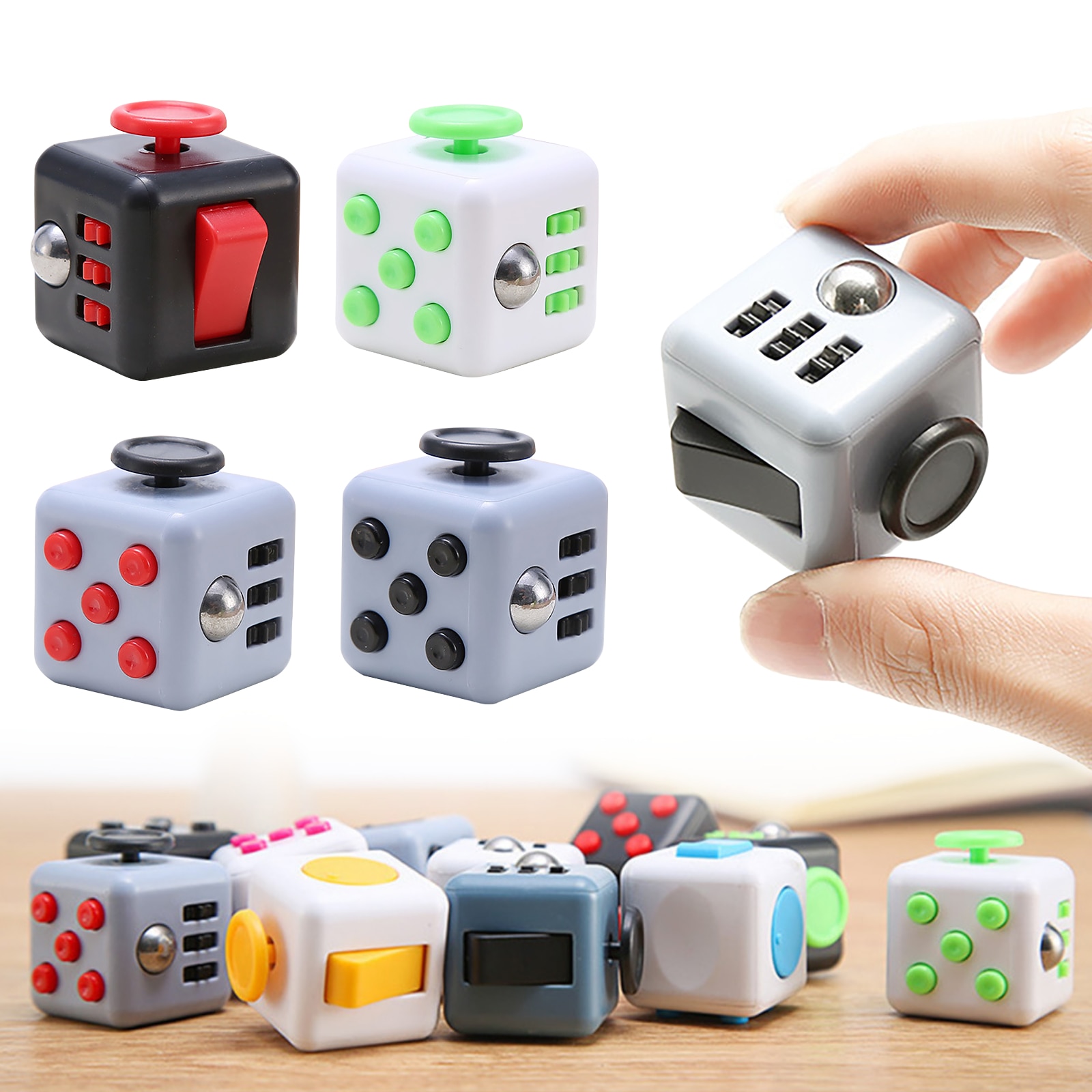 12 farben Squeeze Stress Reliever Cube Lindert Angst und Stress Juguet Für Erwachsene Kinder cube Schreibtisch Spin Spielzeug