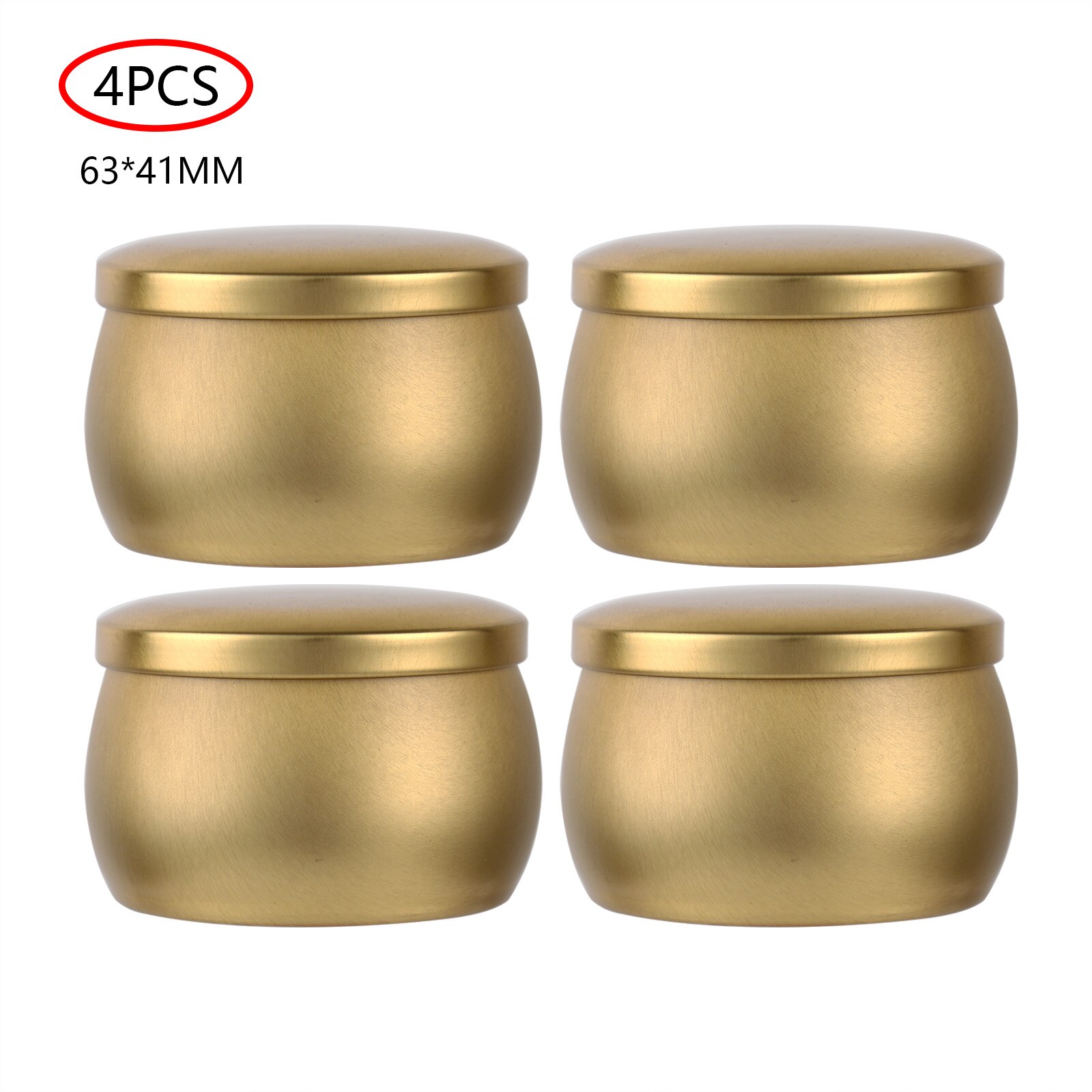 Jarra de tambor de hojalata de Color sólido, contenedor de té, latas de vela con tapas para fabricación de velas, tarro de almacenamiento de alimentos, 4 Uds.: Golden 6.3x4.1 cm