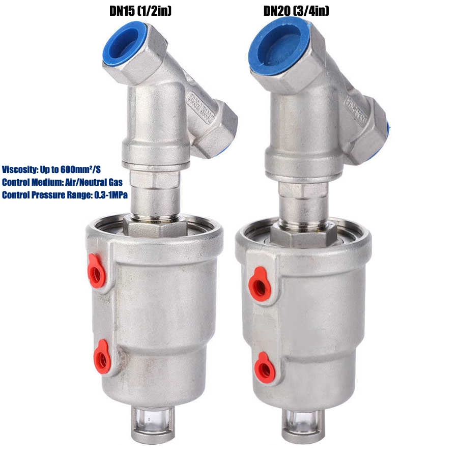 Actuator Ball Valve Angle Seat Valve Air Actuated Female Thread Stainless Steel Pneumatic Steam Valve Solenoid Valve