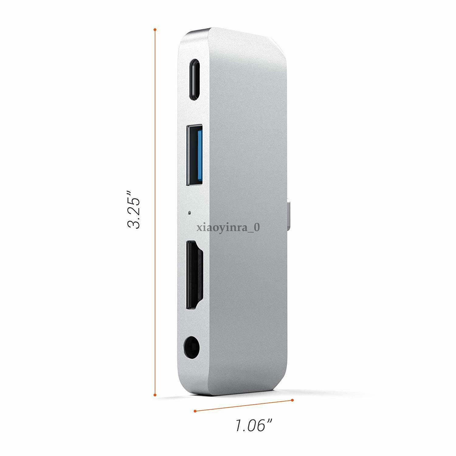Satechi aluminium type -c 3.5 mm til mobil ipad pro samsung hub adapter med usb-c pd frakt 4k hdmi usb hub: Sølv