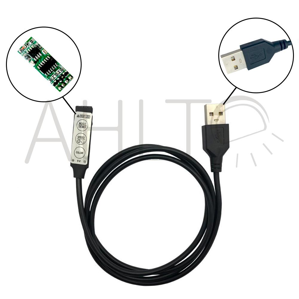 USB 3 Keys 4 Pin RGB Controller DC5V Led Dimmer with Female Connector for 5V RGB USB Strip 19 Dynamic Modes For Led Strip Lights