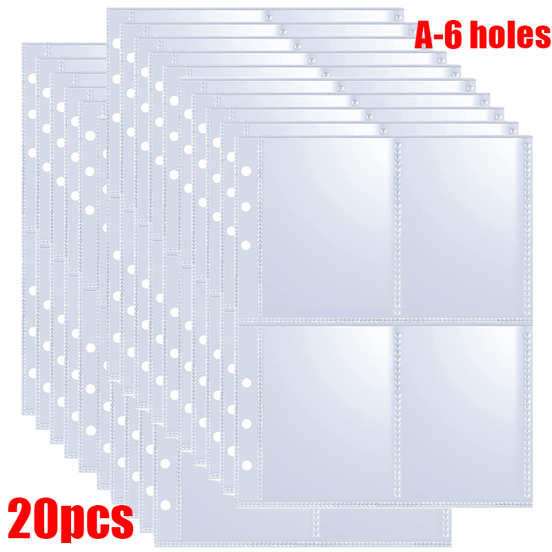 5/50pcs 4-Pocket Binder Photocards Holder Binder Background Paper Kpop Photo Album 6/3 Holes Inner Page Photo Card Binder Sleeve: Pink