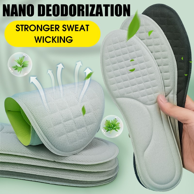 Plantillas ortopédicas de espuma viscoelástica Unisex, plantilla desodorizante, zapatos deportivos, absorbe el sudor, accesorios antibacterianos suaves, 1-5 pares