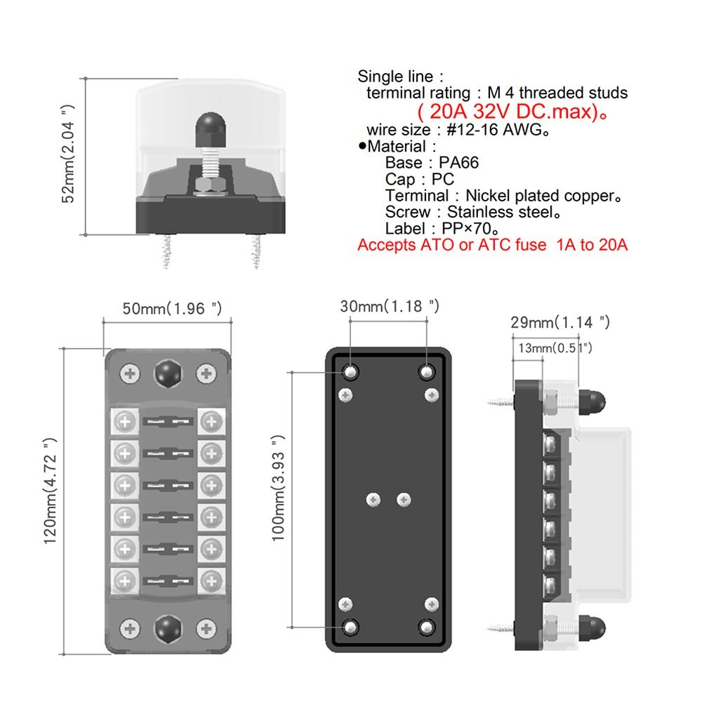 Multi-input multi-output fuse box Car SUV RV Bus Yacht Ferry The width light Fog lights Warning Light