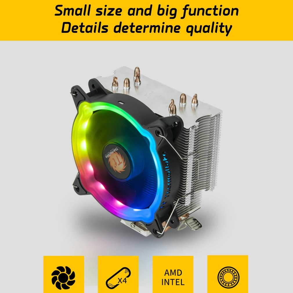 Rainbow D400P CPU cooler multi-plataforma/soporte AM4/4 tubo de calor/LED RGB fan/mute/control de temperatura inteligente