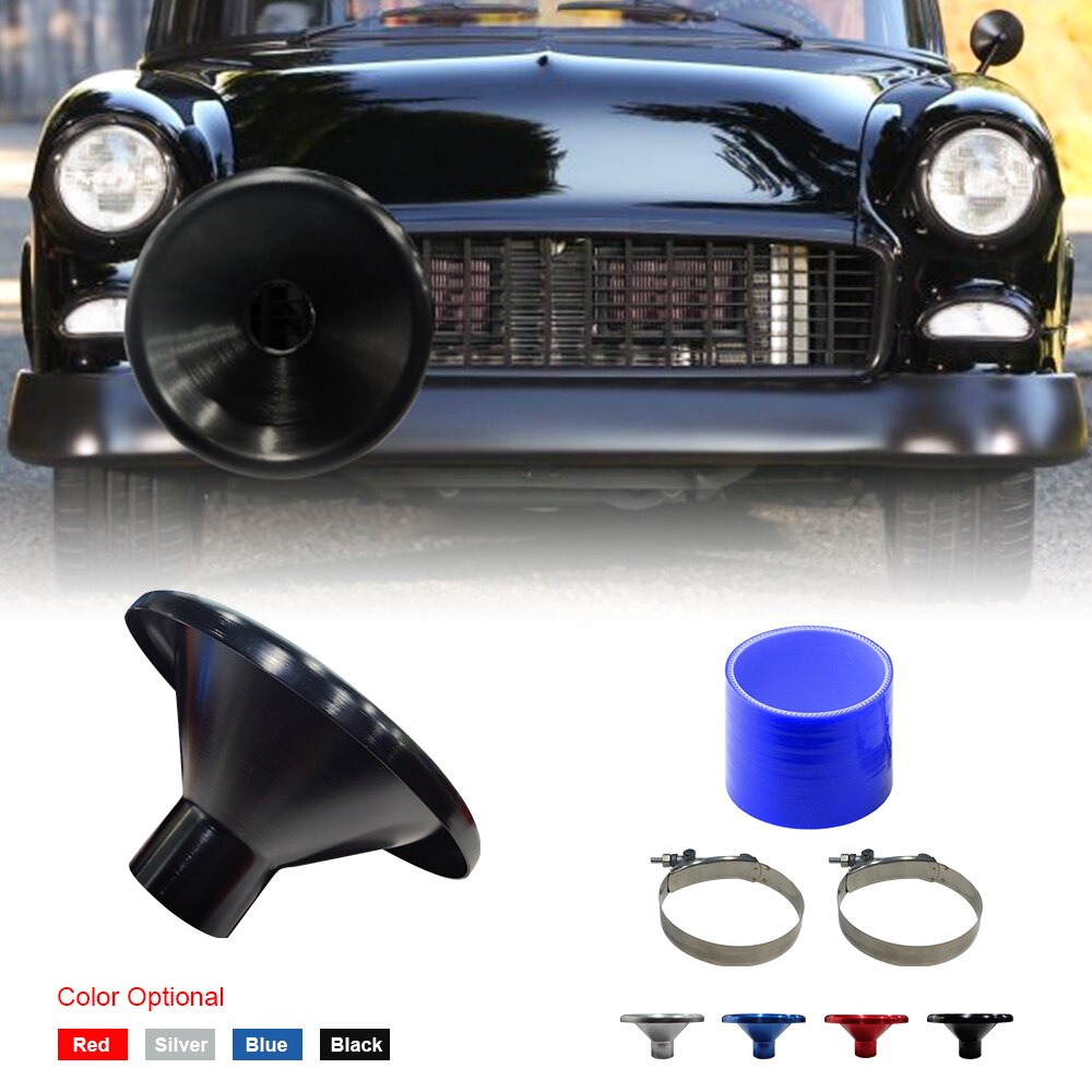 4 "Auto Bellmouth Velocity Stack Adapter Air Intake Turbo Hoorn Zilver Blauw Rood Zwart Tone Air Intake Turbo Hoorn met 4Inch Slang