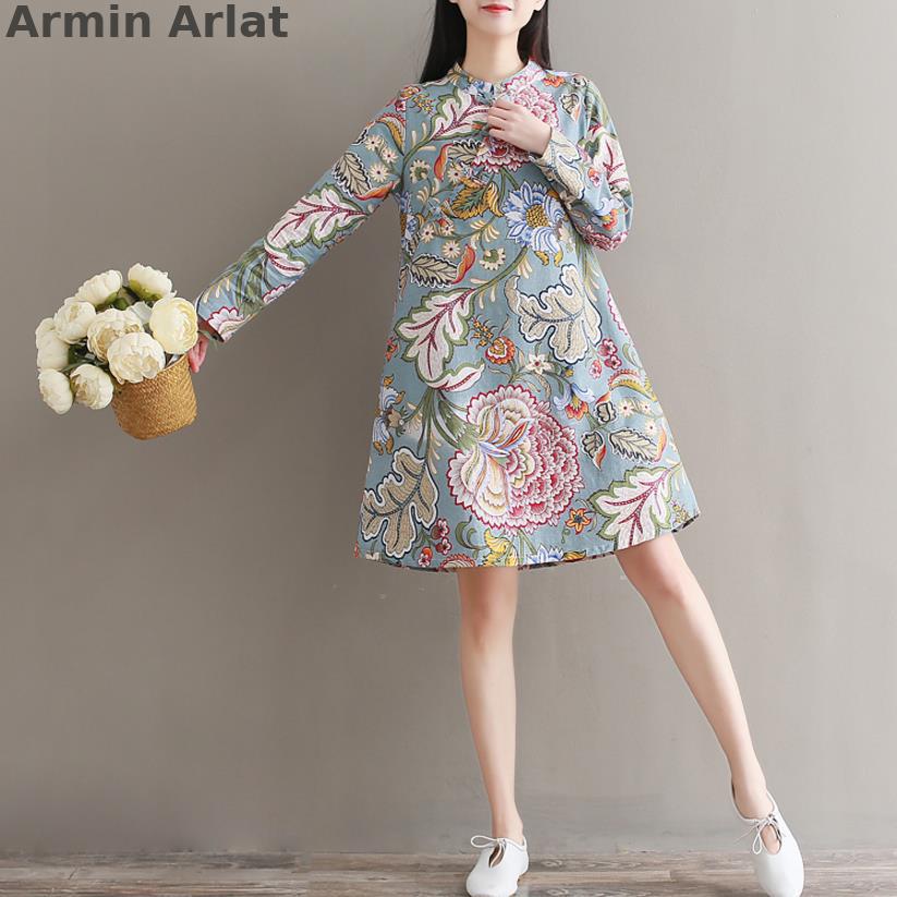 Kobiety chińska sukienka dojazdy Qipao orientalne Qi Pao Mujer Vestido kostium druku kwiat/kwiatowa, w stylu zwykły luźne kimono Cheongsam