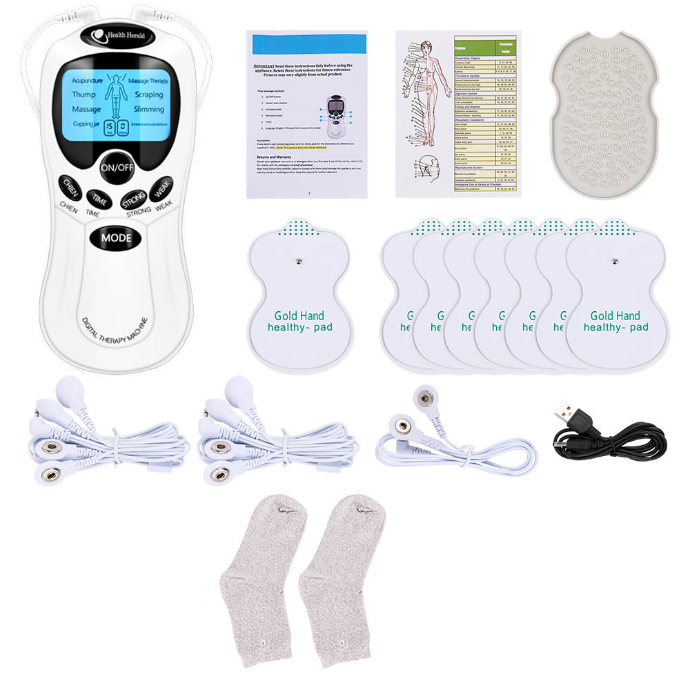 Fysioterapi tens muskelstimulator elektrisk ems akupunktur kropsmassage digital terapi slankemaskine elektrostimulator: Orange