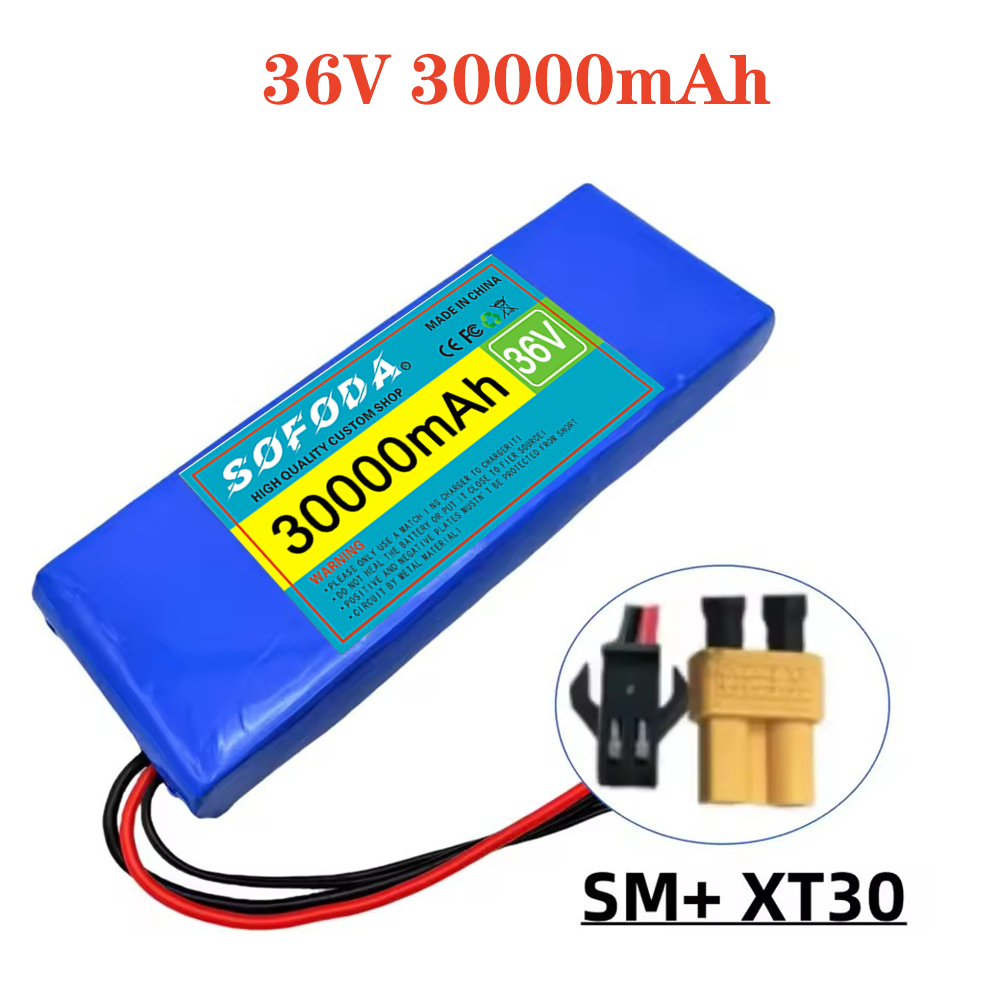 Große Kapazität 36 V 30000 mAh 10S1P 18650 Lithium-Ionen-Akku 30 Ah, mit BMS 500 W, ausgestattet mit 42 V 2 A Ladegerät: andere