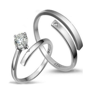 Zirkon Einstellbare silber farbe Paar Hochzeit Ringe für Frauen und Männlichen Strass Engagement Ring für Paar: 11