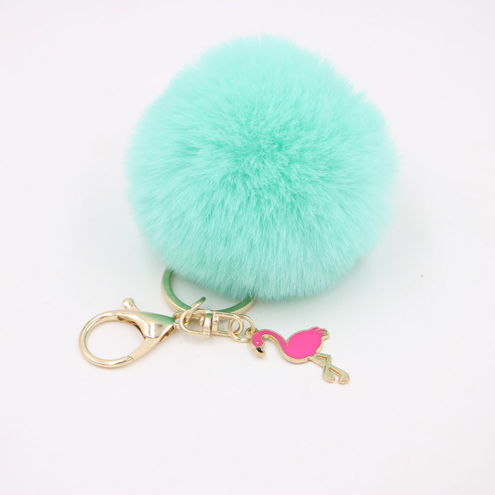 Porte-clés pompon moelleux, porte-clés flamant rose, couronne en peluche, joli porte-clés beurre en peluche, ornement pendentif pour sac à main, rose