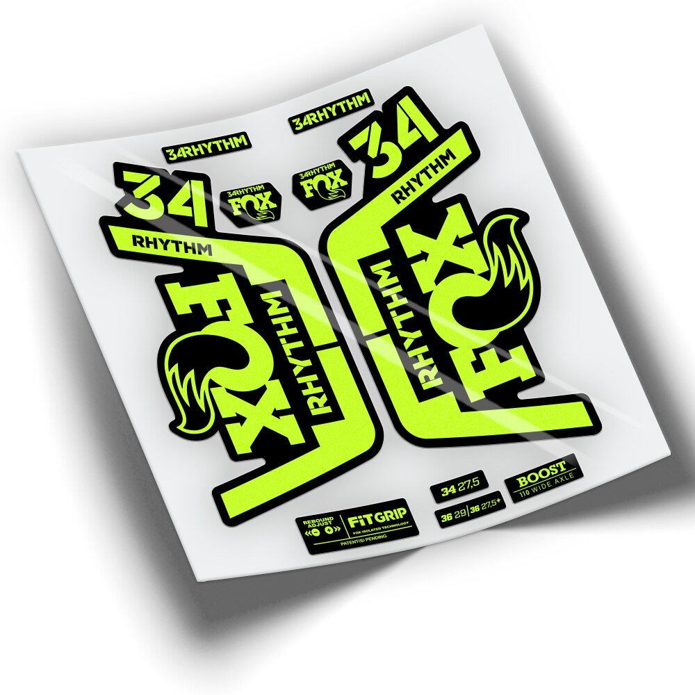 Pegatinas horquilla FOX 34 RHYTHM SERIES WP213: AMARILLO FLUOR