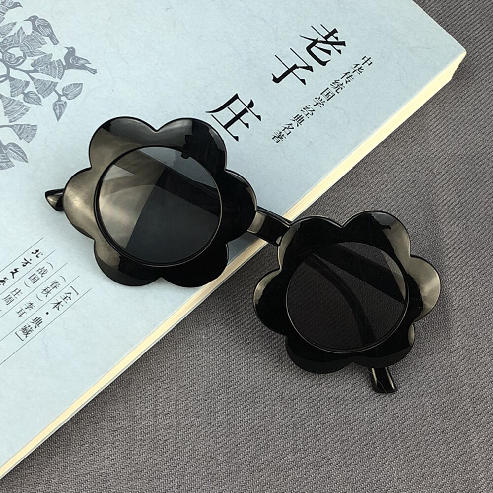 Gafas de sol con montura de flores para bebés y niños pequeños, lentes de sol Unisex con montura de flores, redondas, Anti-UV, para exteriores: B