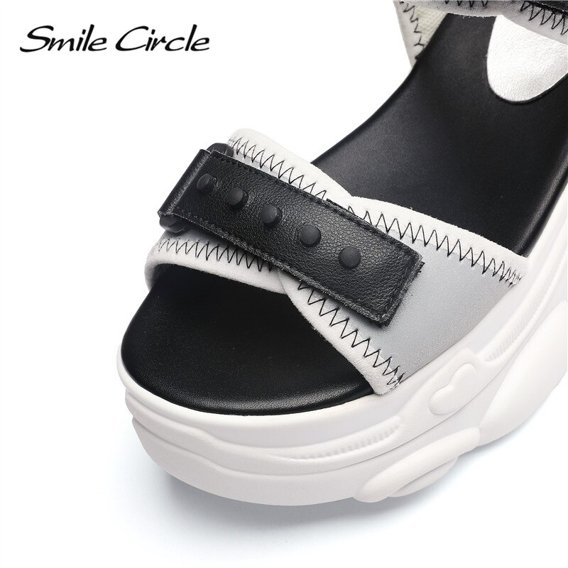 SMILE Circle sandalias gruesas para mujer, zapatos de verano a la , sandalias con plataforma informales y suela gruesa para mujer
