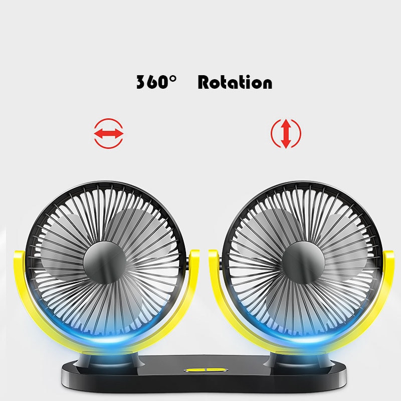12v/24v usb universal 360 graders allroundjusterbar bil auto luftkylning dubbel huvud fläkt instrumentbräda kylare luft fläkt bil fläkt