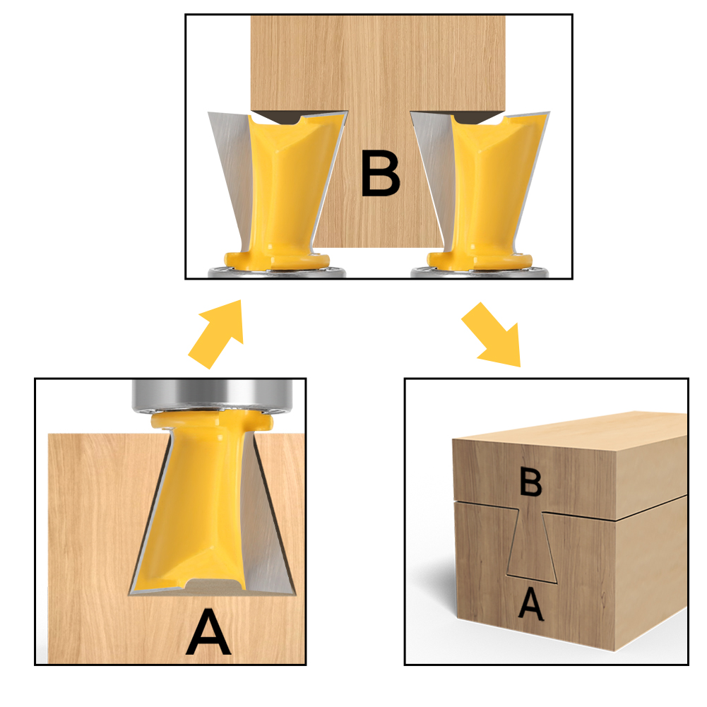 1pc 14 Degree 1/2" Dovetail Router Bit - 8mm Shank Woodworking cutter Tenon Cutter for Woodworking Tools
