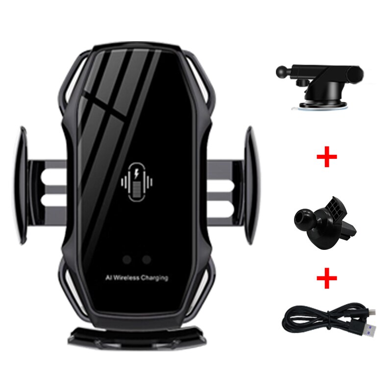 Drahtlose Auto Air Vent Ladegerät 10W foriPhone 8 Plus X Auto Spann Telefon Halter Multi Kompatibel forSamsung S9 S10 schnelle Lade: Black with Sucker