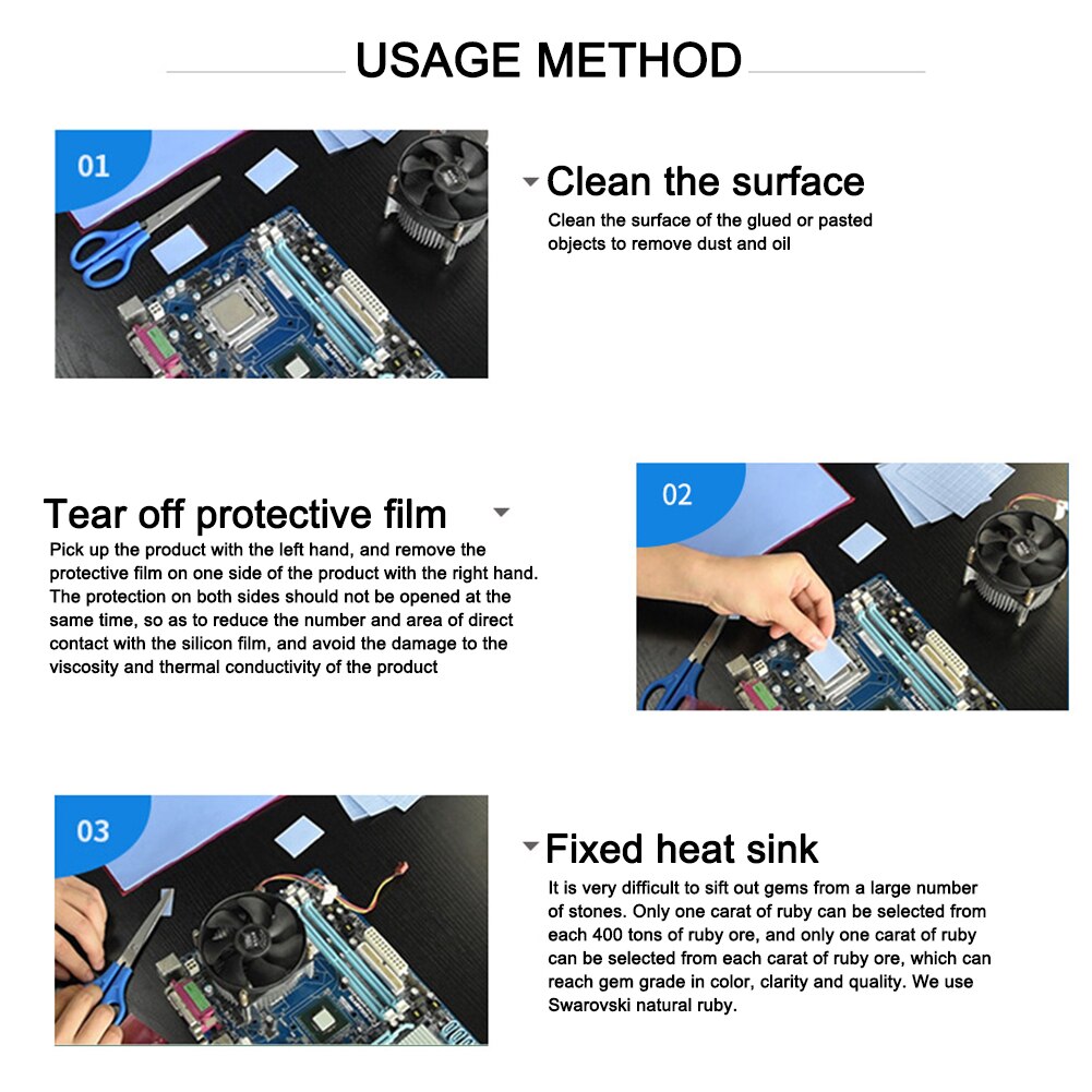 Original PC Thermal Pad 0.5mm 1.0mm 1.5mm Thermal Conductive Authentic Silicone Pad Laptop GPU CPU Heatsink Fan Cooling