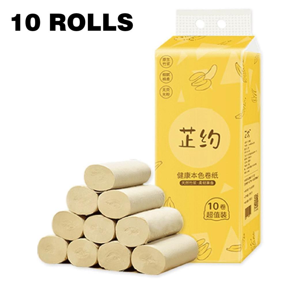 10 rolls per bag natural color bamboo pulp paper family pack coreless roll paper toilet paper