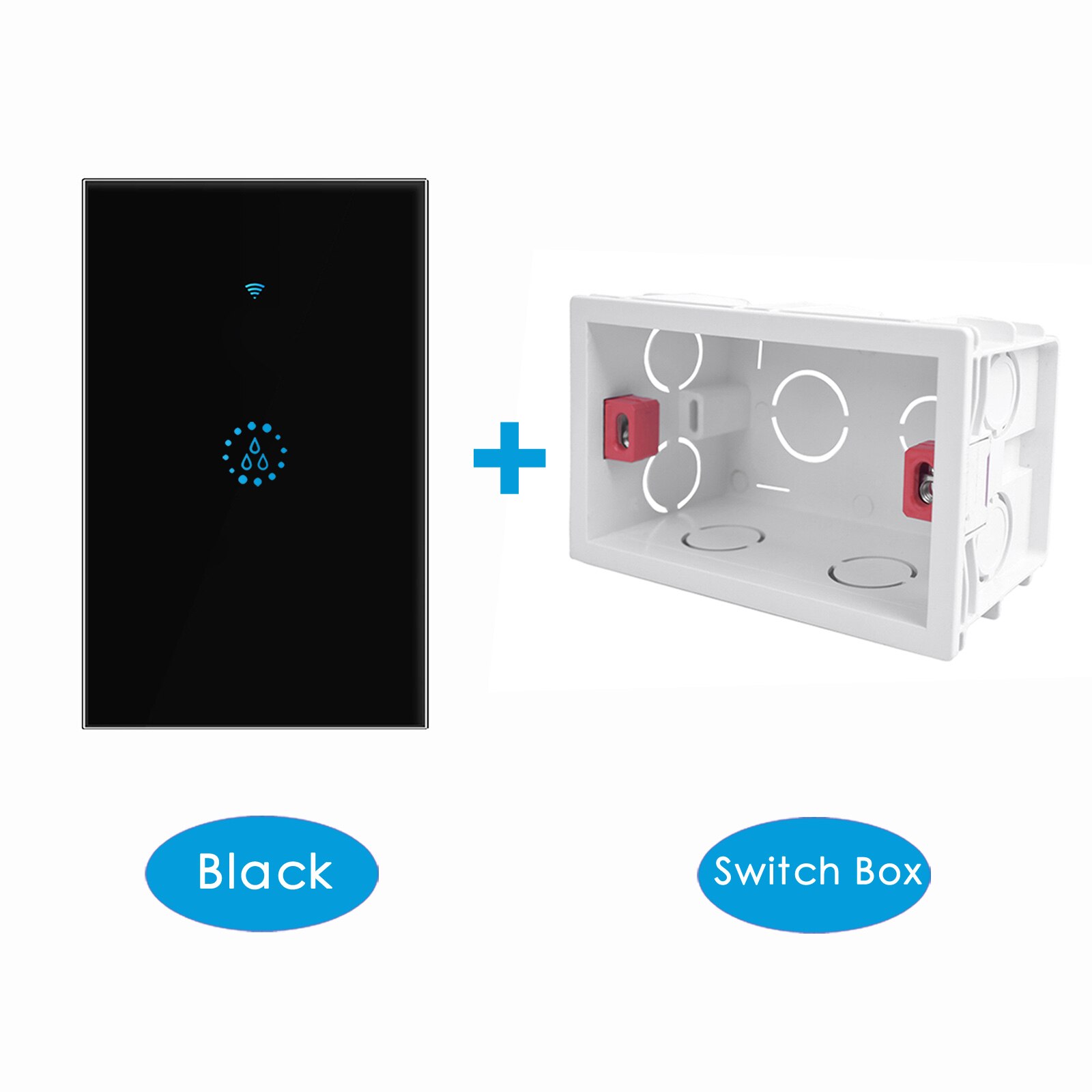 Smart Wifi Boiler Schakelaar Ewelink APP Voice Control met Alexa Google Thuis ONS 20A Zwart Glas Touch Boiler Schakelaar: Black with Box