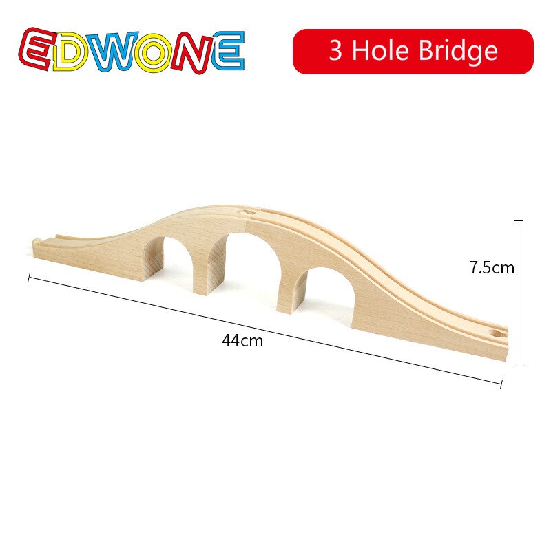 Tutti i Tipi Di Legno di Plastica Ponte Treno Magnetico Di Legno di Faggio Accessori Fit Ferrovia In Legno Biro Tracce di Legno Thom come giocattolo: 3 Hole Bridge