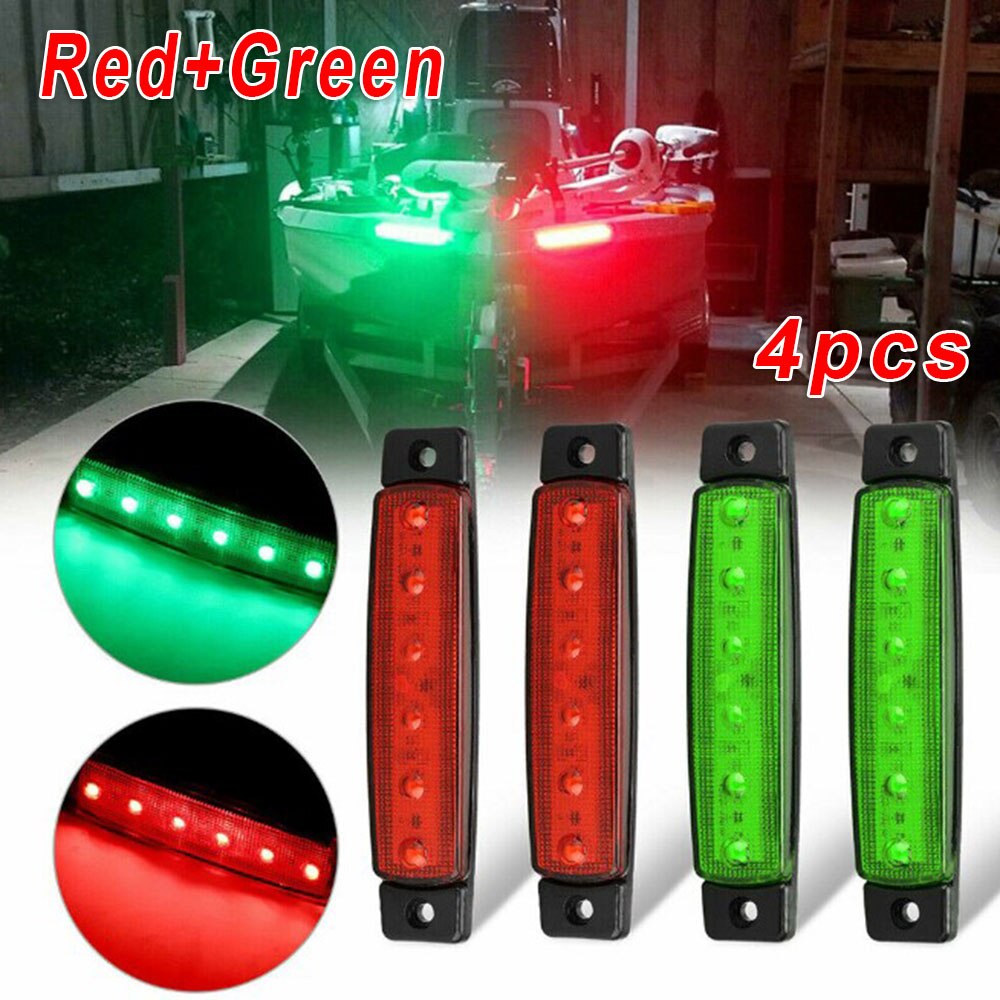 4/8 kpl 12v 24v led -kevyt veneen navigointi -led -valot oikeanpuoleinen lamppu kuorma -autojen venetraileriin: 2 punainen 2 vihreä