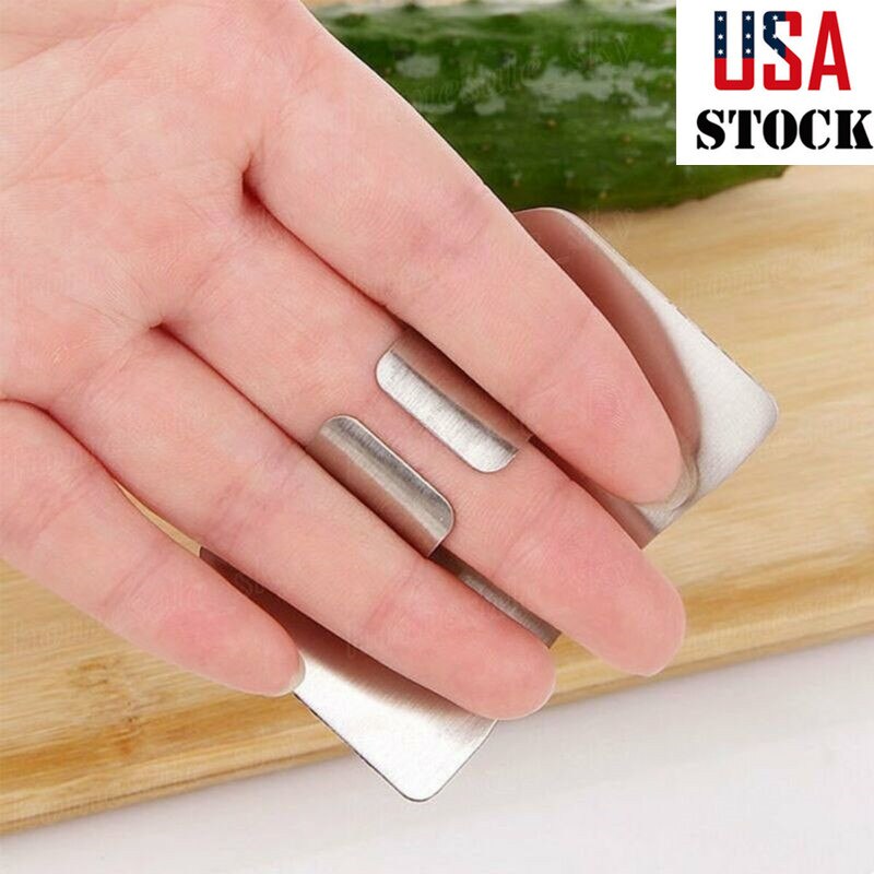 1 Pcs Kitchen Finger Hand Protector Guard Stainless Steel Chop Slice Shield Kitchen Cook Knife Cut Finger Protection Tool