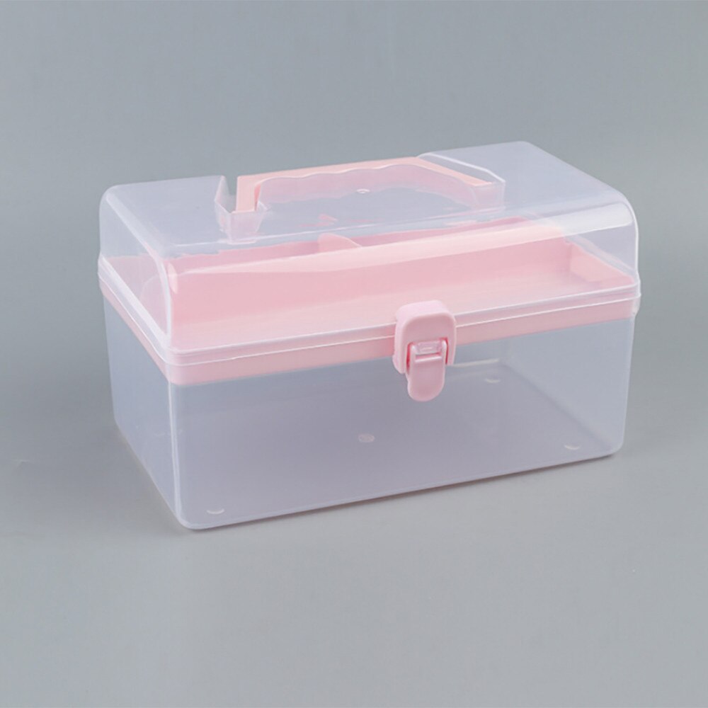 F# 2 Layer Clear Plastic Tool Kits Storage Case With Handle Multipurpose Portable Tool Chest Cabinet Organizer Box