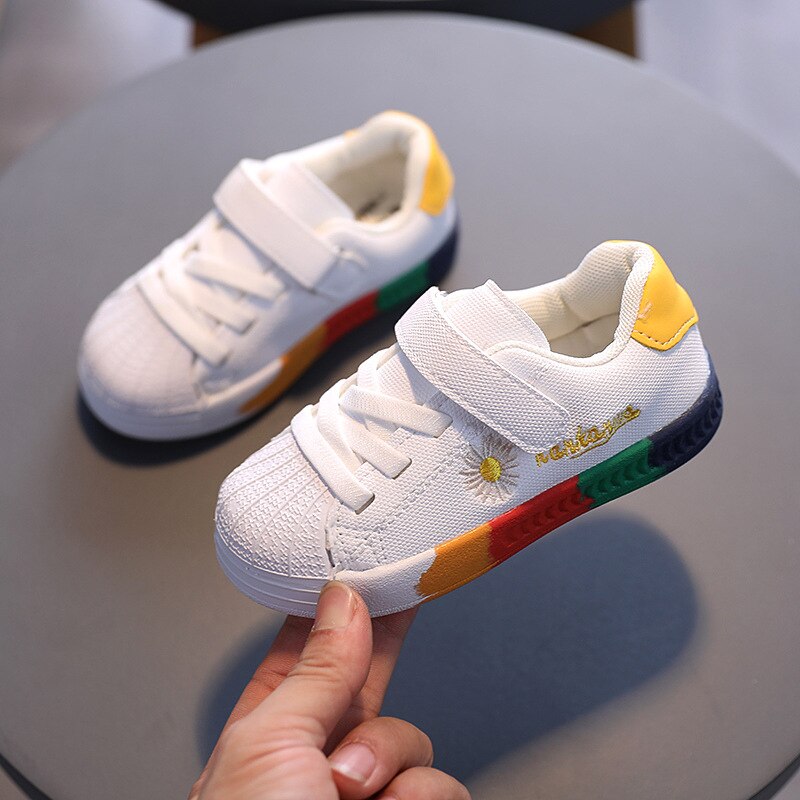 Baby Schoenen Peuter Meisjes Jongens Sport Schoenen Voor Kinderen Meisjes Baby Flats Kids Sneakers Casual Regenboog Bodem Baby Zachte Schoenen: Yellow / 22