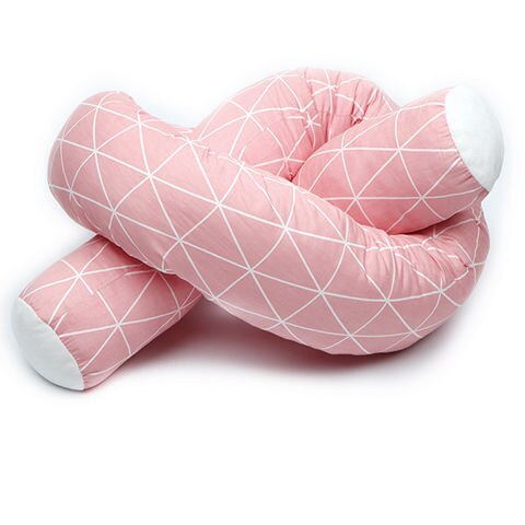 Valla para cuna de 2m, parachoques para cama de bebé, almohada para cuna de recién nacido, decoración para chico, almohadas trenzadas, Protector para cuna: 2m-Pink