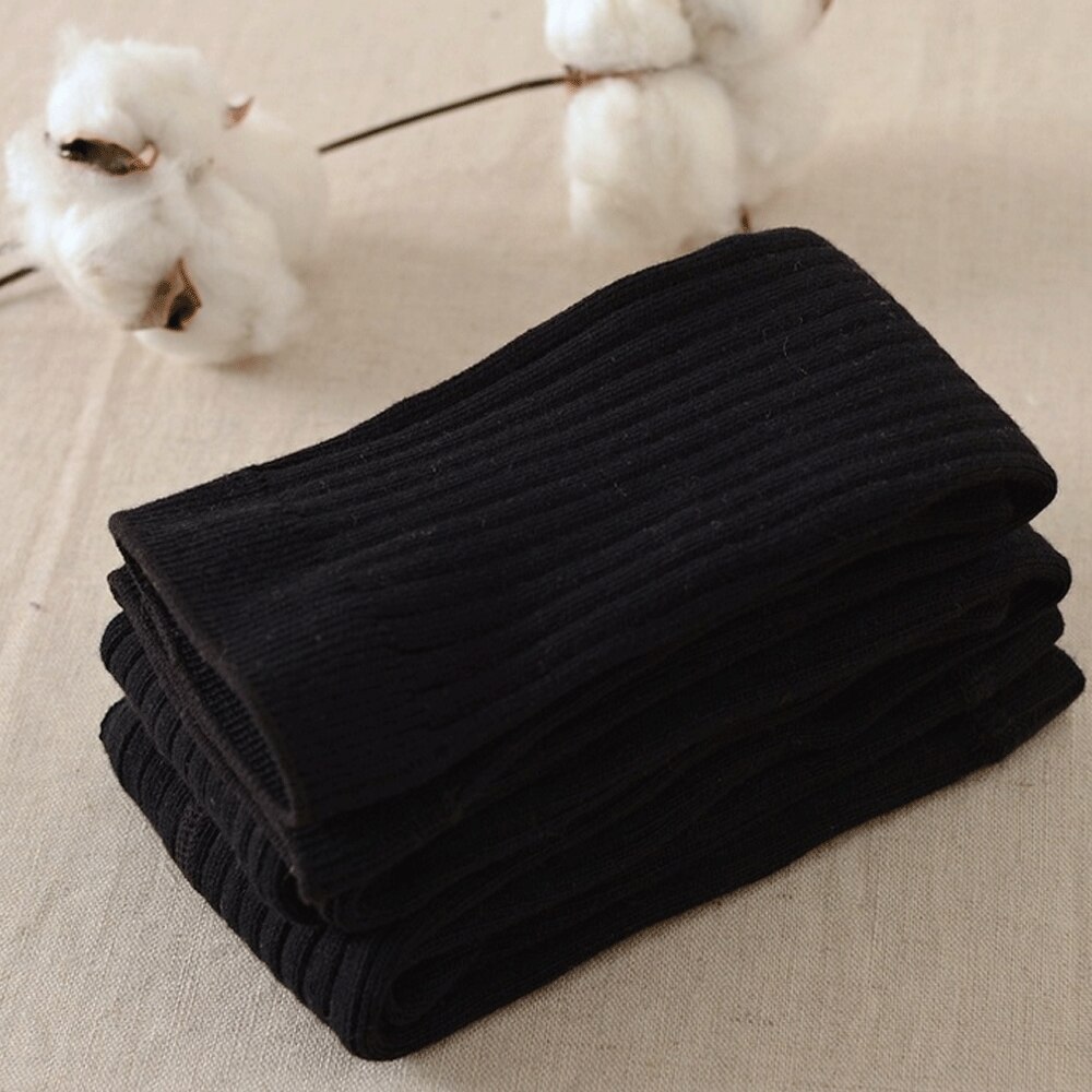 0-5Y freundlicher Baby betroffen Baumwolle Strumpfhosen Süssigkeit Farben Rippen Häkeln Strumpfhosen Herbst Winter Warme Weiche Strümpfe Lange Socken: Schwarz / 1-3Y