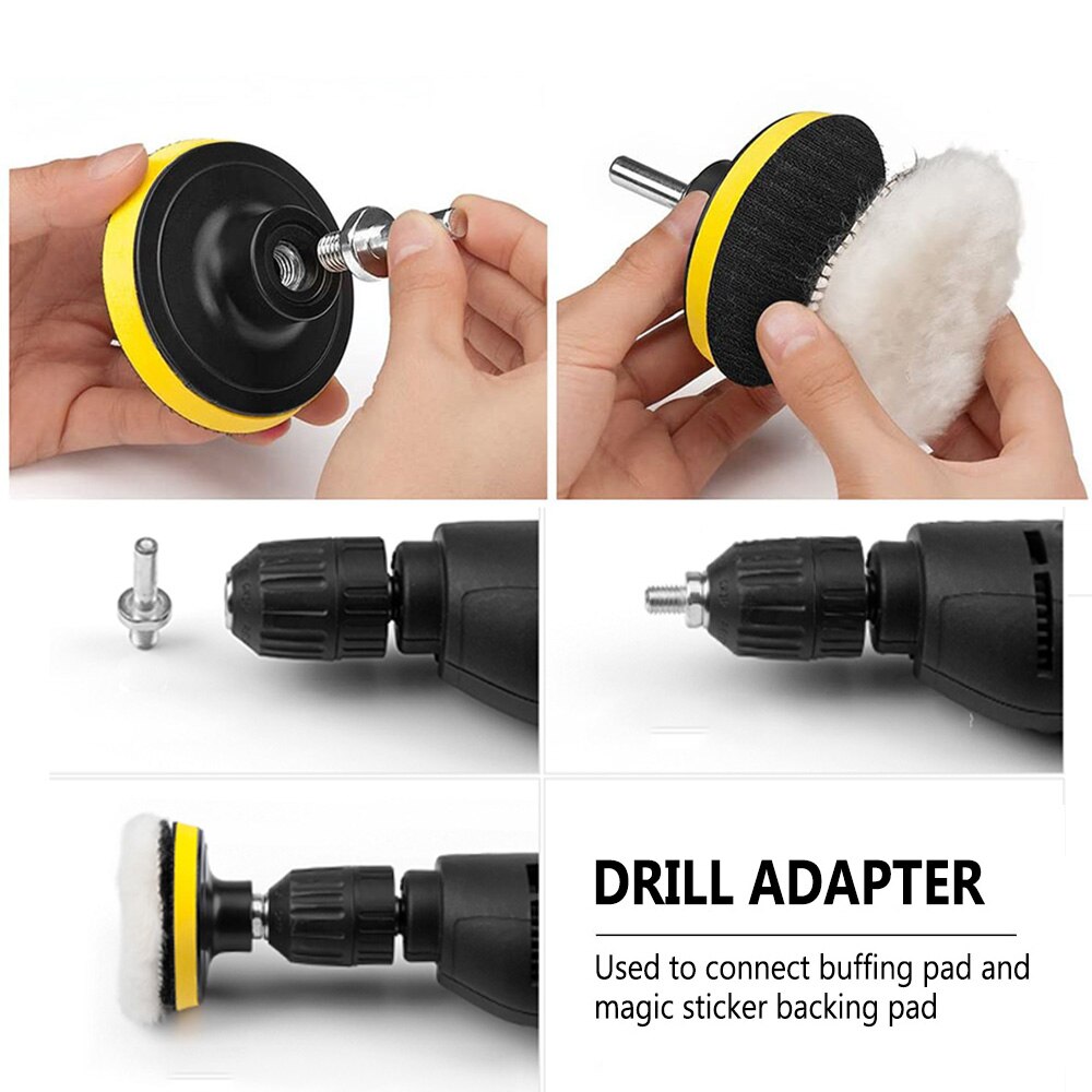 6 Inch Drill Adapter Wheel Pad Car Polishing Disc Buffing Polishing Pads M14 Wool For Glass Polishing Electric Drill Car Styling