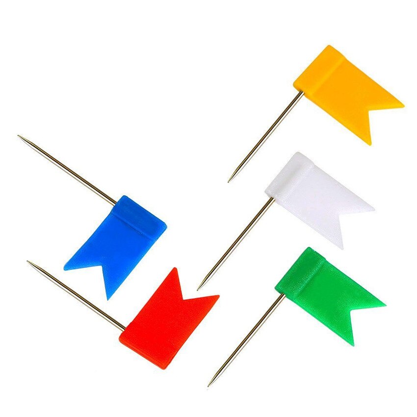 Chinchetas largas con forma de bandera para el hogar y la Oficina, herramientas decorativas con tachuelas, tablero de corcho de colores, mapa marcado, 50 unids/lote