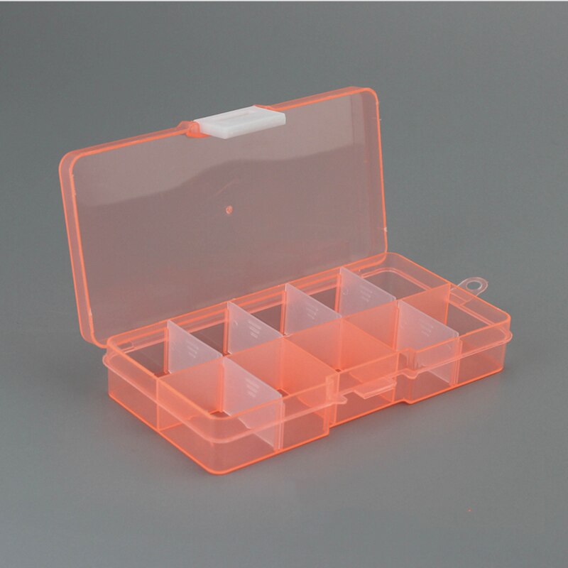 Einstellbare 10 Gitter Fach Kunststoff-aufbewahrungsbox Schmuck Ohrring Korn Schraube Halfter fallen Anzeige Organizer spielzeug Container: Orange