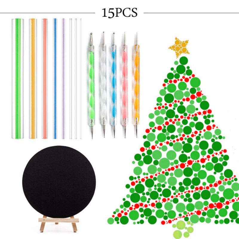 15 Pcs/set Mandala Point Painting Tool Kit Paint Tool Kit Paint Brush Paint Tray Brush Rock Painting Canvas Rock Art Fabric.: A3