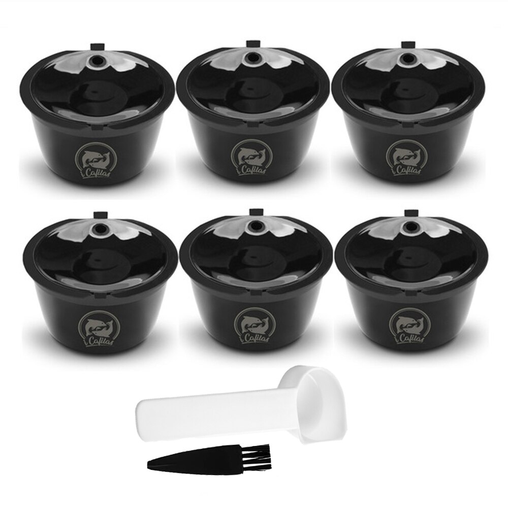 Compatibel Met Dolce Gusto Crema Koffie Capsule Filters Herbruikbare Hervulbare Koffie Capsule Cup Food Grade Plastic: 6Cup Black