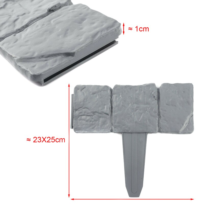 Plastic T-Shape Lawn Boarder Fence Cobbled Stone Effect Hammer-In Lawn Garden Edging DC156