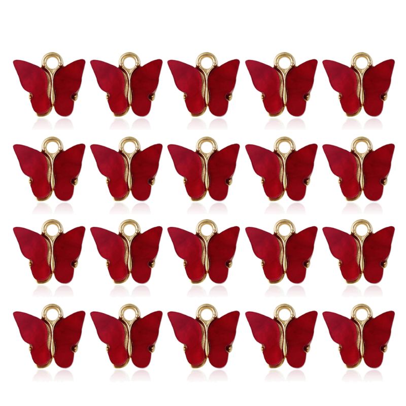 20 stk farverige akryl sommerfugl charms vedhæng halskæde armbånd smykker gør wxte: Rød