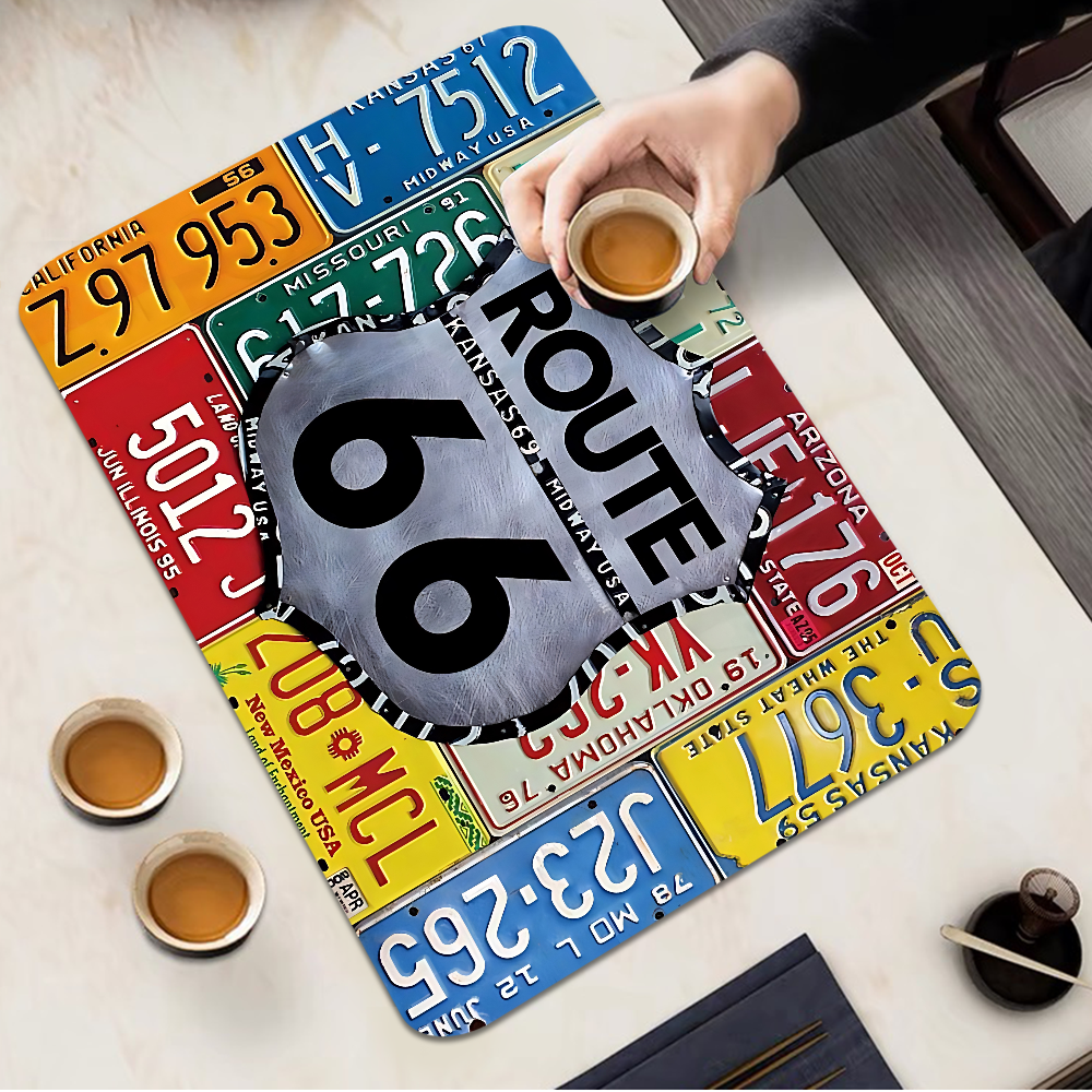 Route 66 köksredskap disk torkmattor skrivbordsavrinningstopp värmebeständig bänkskiva halkfri avrinning bordsunderlägg