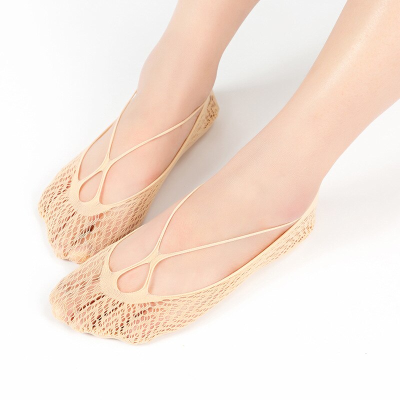 Holle dames grid onzichtbare boot sokken ultra-dunne kruis ultradunne tij kousen korte ondiepe mond sokken hak antislip: 6