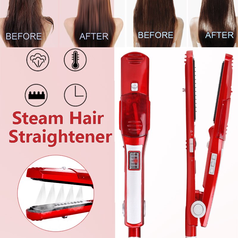 Alisador de pelo a vapor, plancha plana de inyección de pintura a vapor 450F, alisador de pelo, herramientas de peinado