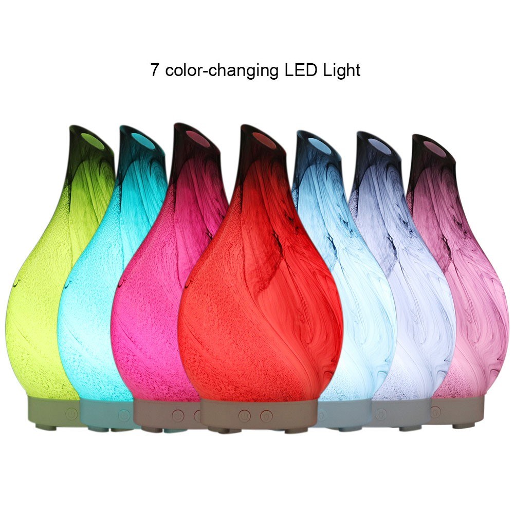 Gray Glass Ultrasound Aroma Diffuser Household Ultrasound Humidifier Bedroom Essential Oil Aromatherapy Machine White Sevencolor