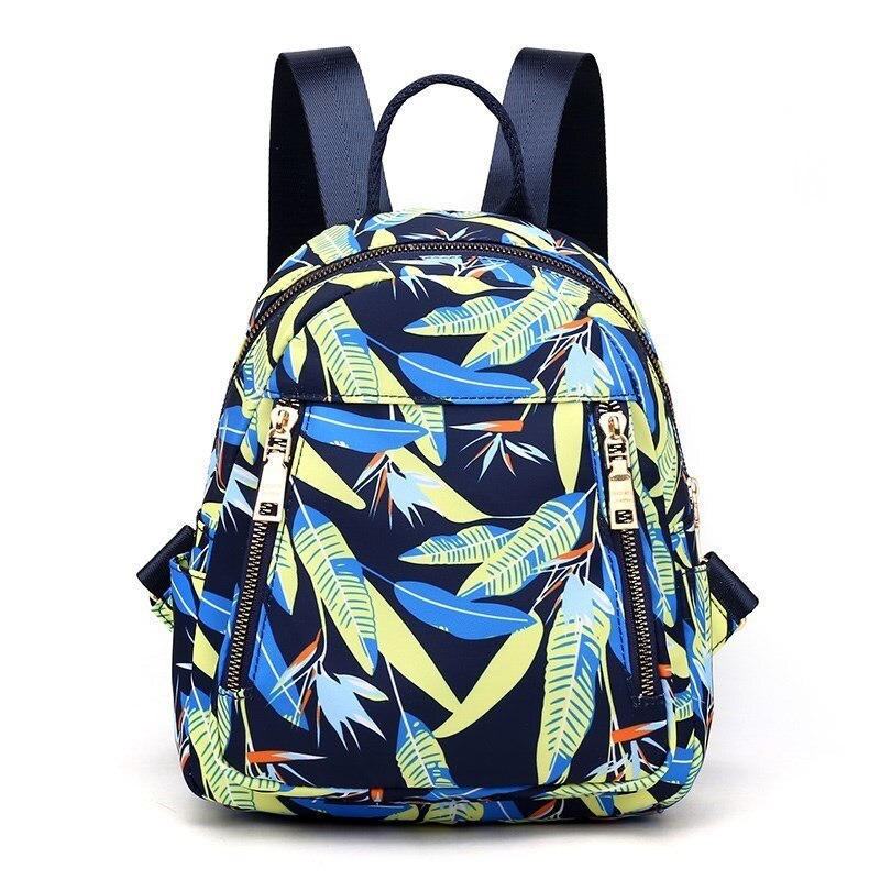 Mochila pequeña de nailon para mujer, morral pequeño de nailon resistente al agua, con de flores, de viaje, multifunción, para playa, mochila escolar: jungle bird words