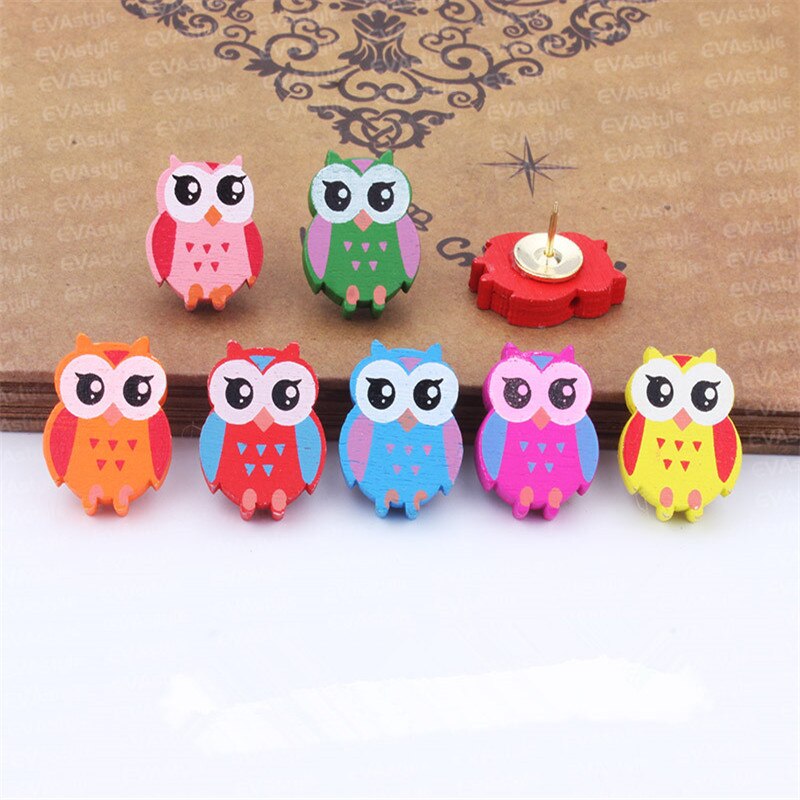 5 pçs coruja cor pushpins thumbtack desenhos animados animais desenho pino mensagem placa de parede push pin decoração de escritório suprimentos de ligação