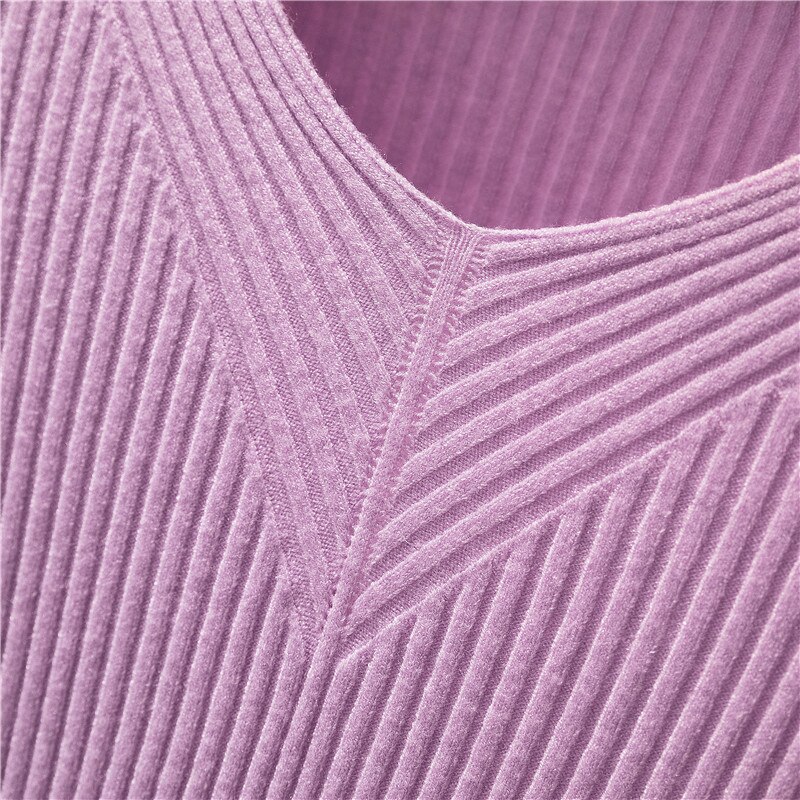 Herfst winter truien dames chique v-hals slanke trui dames gebreide truien lange mouwen warme basic zwarte tops