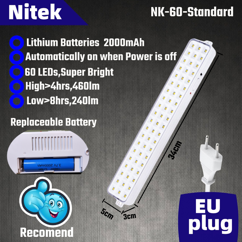 Power outage led emergency light, portable, wall-mountable, rechargeable, automatic lantern, work light, battery-powered light bulb for home use: White