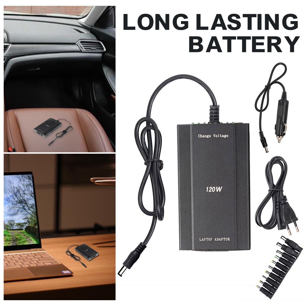 Universal 100W DC USB Port LED Auto Car Charger Adjustable Power Supply Adapter Set 8 Detachable Plugs For Laptop Notebook