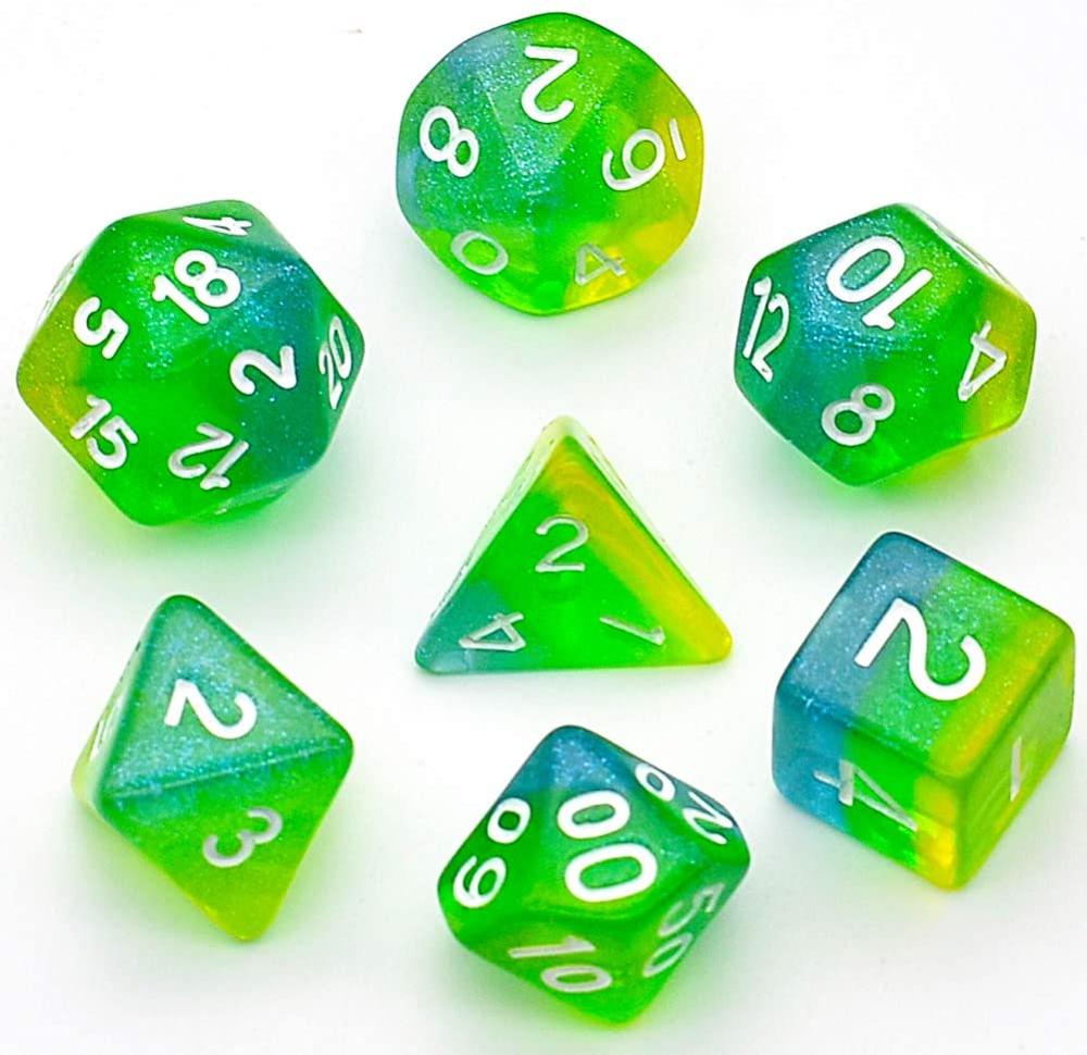 7 stk dnd terning 3 lag glitter d & d terning sett  d4 d6 d8 d10 d% d12 d20 polyhedral spill terning sett for bordspill mtg rpg