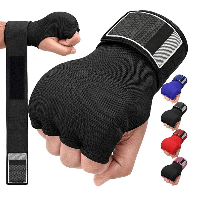 MMA Bokshandschoenen met halve vingers Verdikte spons Sanda Training Handwikkel Binnenhandschoenen met lange polsband Boksaccessoires